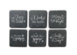 welsh slate christmas coaster set with festive quotes
